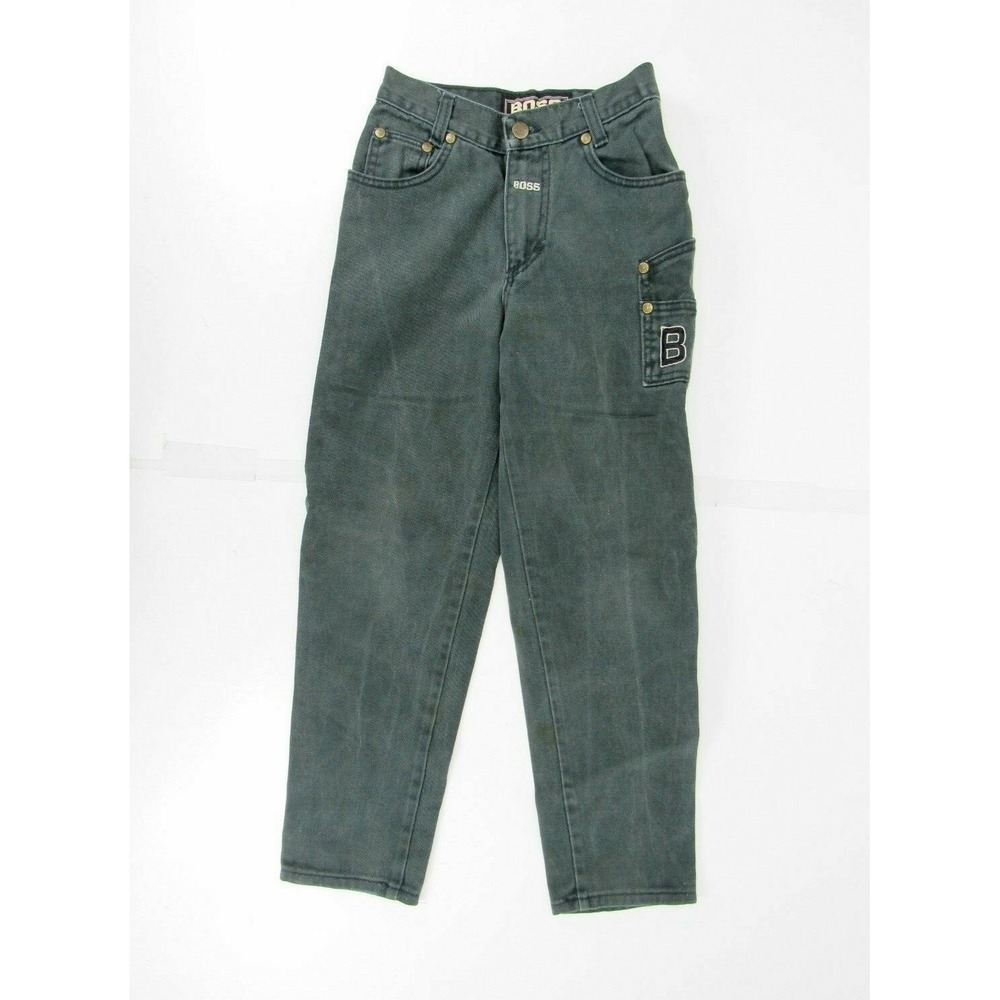 Vintage 90s BOSS Green Jeans Boys Size 10 Baggy Spell Out Hip Hop Retro